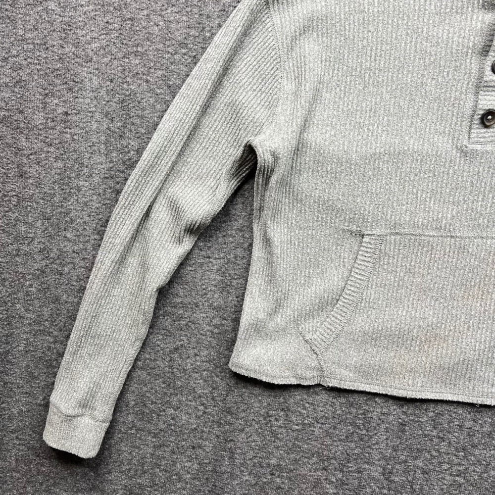 Abercrombie & Fitch Shirt Womens Medium Gray Sweater Henley Ribbed Cropped - Picture 5 of 15